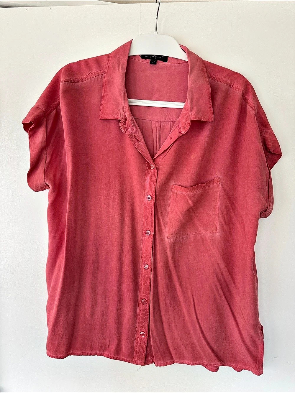 Velvet Heart Button Down Top in Pink Large